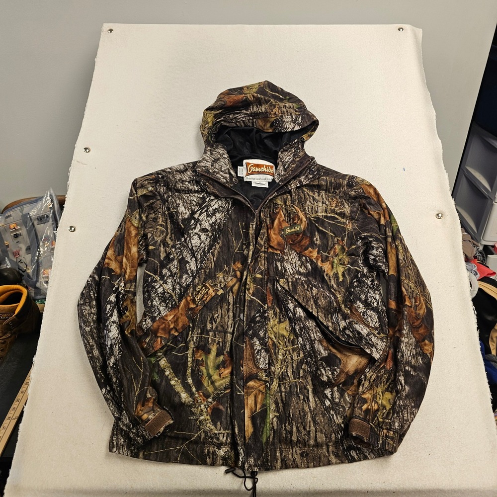 Gamehide Hush Hide Camo Hunting Jacket Mens Large Full Zip Hooded Mesh Lined HP5
